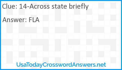 14-Across state briefly Answer