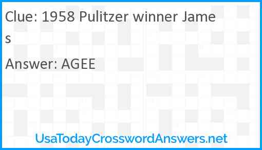 1958 Pulitzer winner James Answer