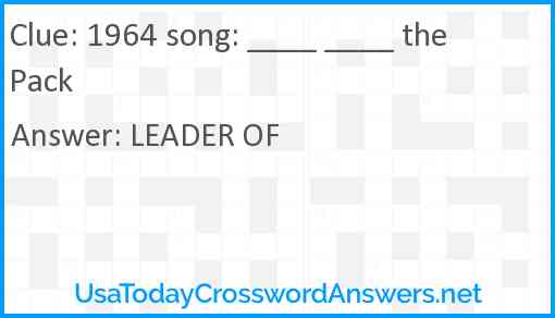 1964 song: ____ ____ the Pack Answer