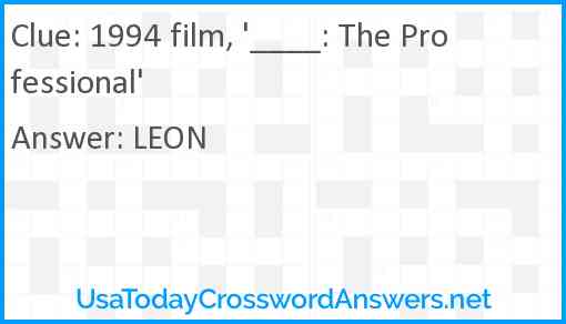 1994 film, '____: the Professional' Answer
