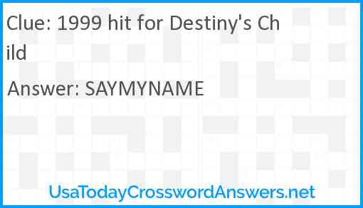1999 hit for Destiny's Child Answer