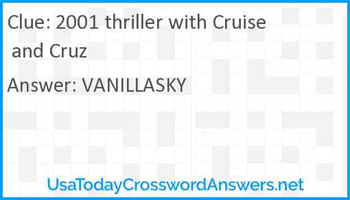 2001 thriller with Cruise and Cruz Answer
