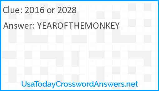 2016 or 2028 Answer