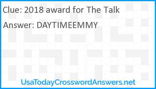 2018 award for The Talk Answer