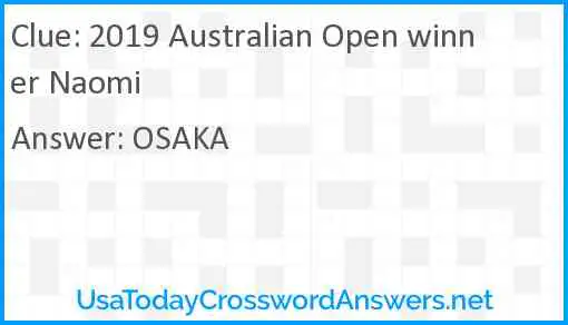 2019 Australian Open winner Naomi Answer