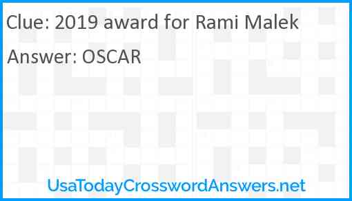 2019 award for Rami Malek Answer