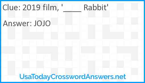 2019 film, '____ Rabbit' Answer