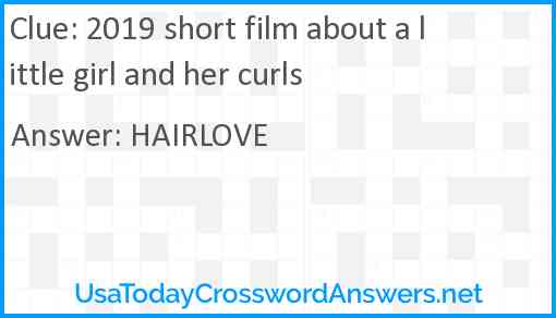 2019 short film about a little girl and her curls Answer