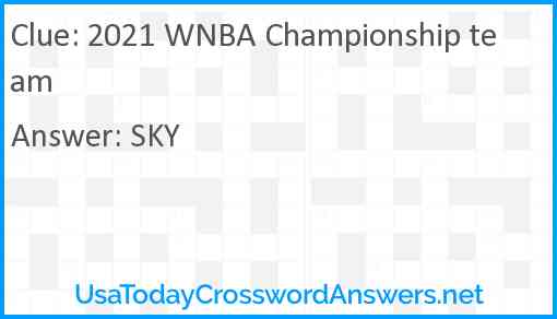 2021 WNBA Championship team Answer