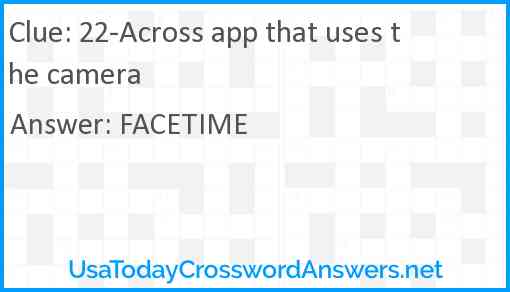 22-Across app that uses the camera Answer