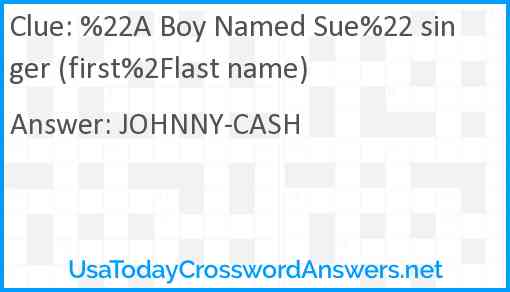 %22A Boy Named Sue%22 singer (first%2Flast name) Answer