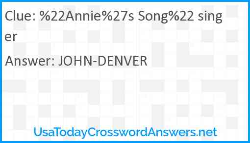 %22Annie%27s Song%22 singer Answer