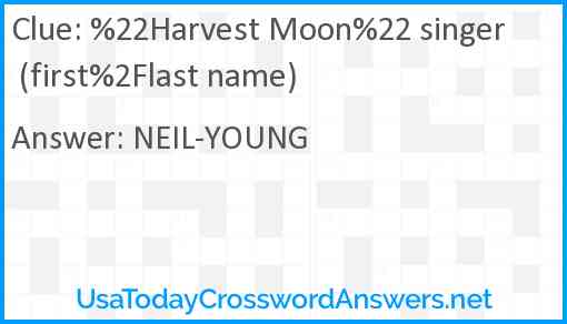 %22Harvest Moon%22 singer (first%2Flast name) Answer