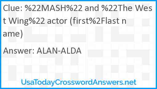 %22MASH%22 and %22The West Wing%22 actor (first%2Flast name) Answer