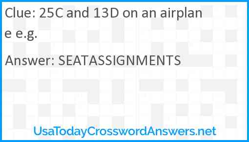 25C and 13D on an airplane e.g. Answer