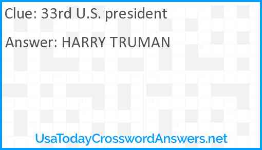 33rd U.S. president Answer