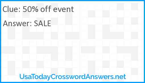 50% off event Answer