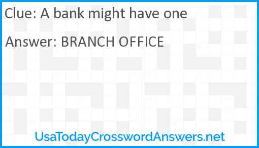 A bank might have one Answer