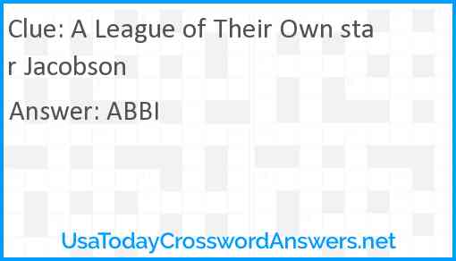 A League of Their Own star Jacobson Answer