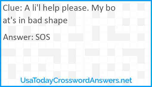 A li'l help please. My boat's in bad shape Answer