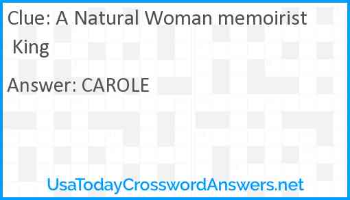 A Natural Woman memoirist King Answer