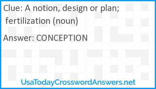 A notion, design or plan; fertilization (noun) Answer