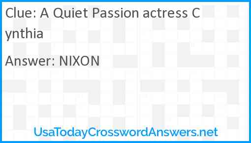 A Quiet Passion actress Cynthia Answer