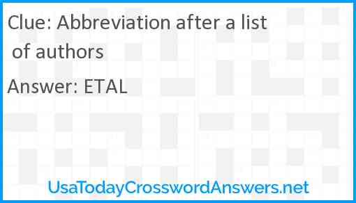 Abbreviation after a list of authors Answer