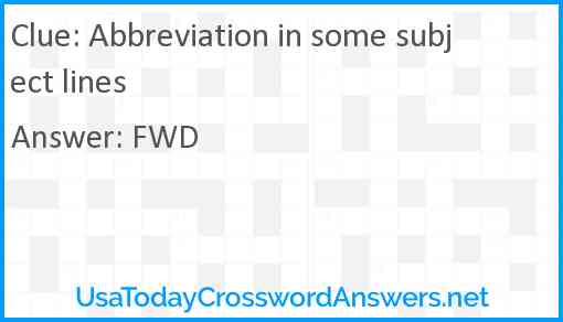 Abbreviation in some subject lines Answer