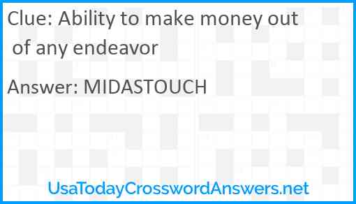 Ability to make money out of any endeavor Answer