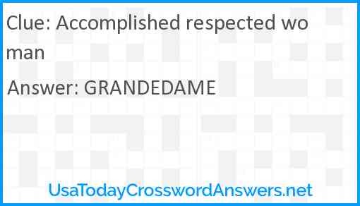 Accomplished respected woman Answer