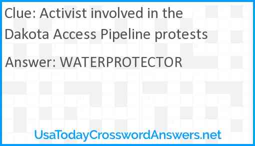 Activist involved in the Dakota Access Pipeline protests Answer