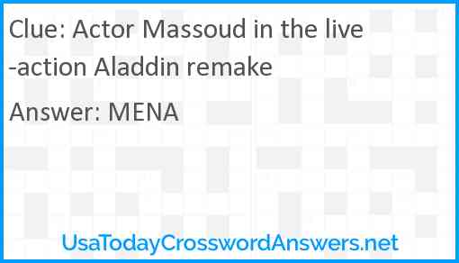 Actor Massoud in the live-action Aladdin remake Answer