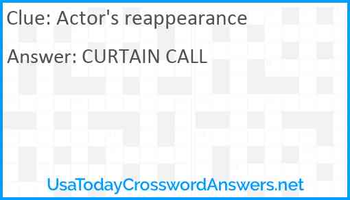 Actor's reappearance Answer