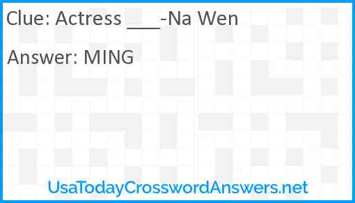 Actress ___-Na Wen Answer