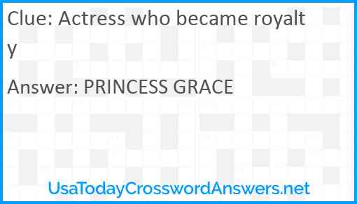 Actress who became royalty Answer