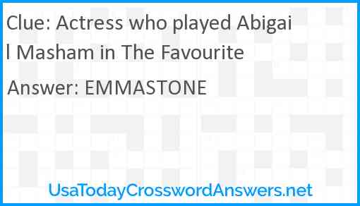 Actress who played Abigail Masham in The Favourite Answer