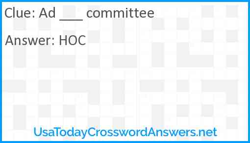 Ad ___ committee Answer