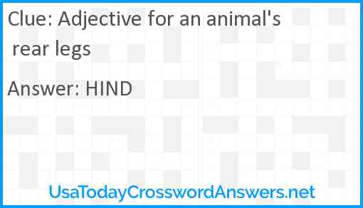 Adjective for an animal's rear legs Answer