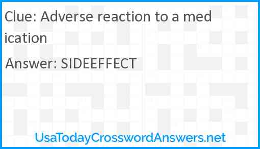 Adverse reaction to a medication Answer