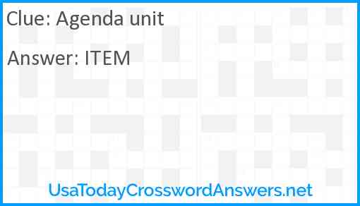 Agenda unit Answer