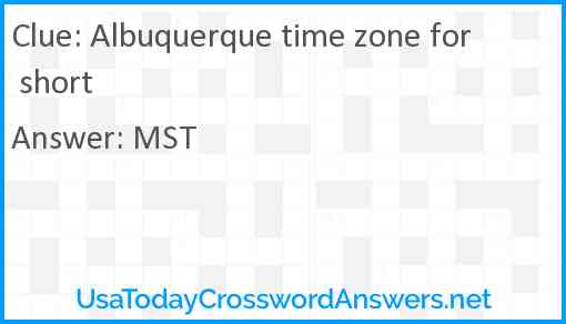 Albuquerque time zone for short Answer