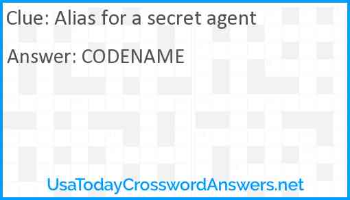 Alias for a secret agent Answer