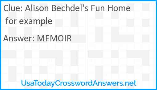 Alison Bechdel's Fun Home for example Answer