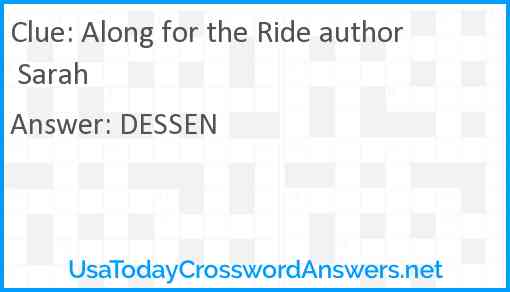 Along for the Ride author Sarah Answer