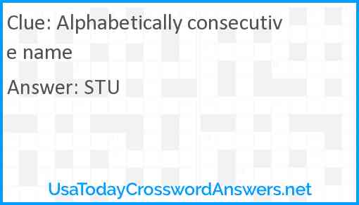 Alphabetically consecutive name Answer