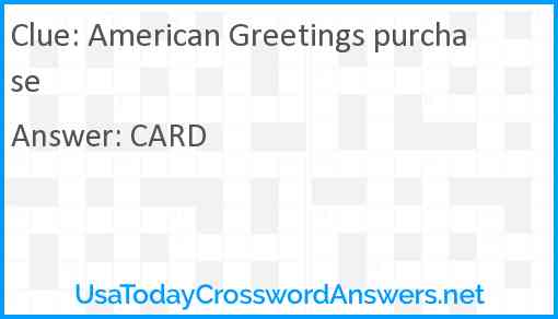 American Greetings purchase Answer