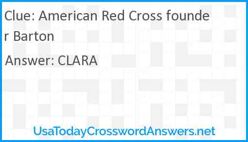 American Red Cross founder Barton Answer