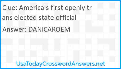 America's first openly trans elected state official Answer