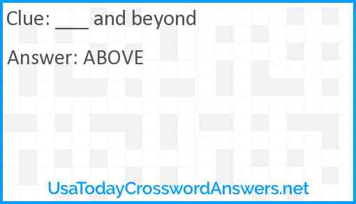____ ____ and beyond Answer